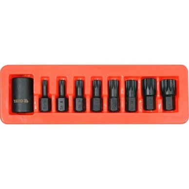 1/2" Galvučių smūginių su antgaliais rinkinys (SPLINE) (9vnt) 1/2" Galvučių smūginių su antgaliais rinkinys (SPLINE) (9vnt)