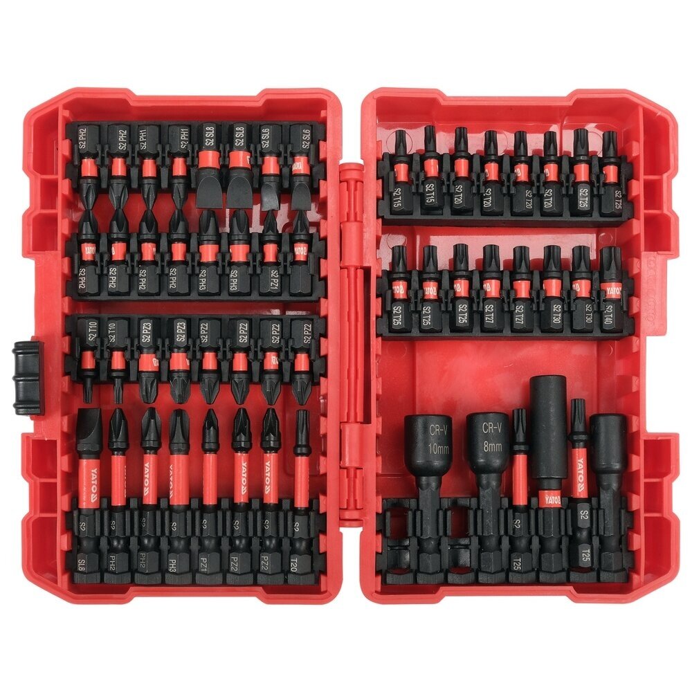1/4" Smūginių keičiamų antgalių rinkinys (PLOKŠČIAS,PZ,PH,TORX) 54vnt. 1/4" Smūginių keičiamų antgalių rinkinys (PLOKŠČIAS,PZ,PH,TORX) 54vnt.