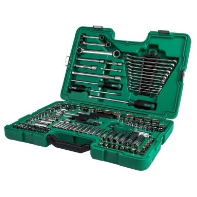 1/4" + 3/8" + 1/2" Galvučių ir raktų rinkinys 150vnt. (SAE & metrinė sistema) 1/4" + 3/8" + 1/2" Galvučių ir raktų rinkinys 150vnt. (SAE & metrinė sistema)