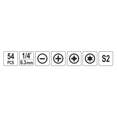 1/4" Smūginių keičiamų antgalių rinkinys (PLOKŠČIAS,PZ,PH,TORX) 54vnt. 4
