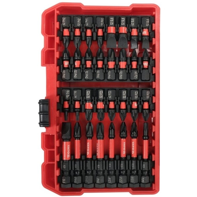 1/4" Smūginių keičiamų antgalių rinkinys (PLOKŠČIAS,PZ,PH,TORX) 54vnt. 2