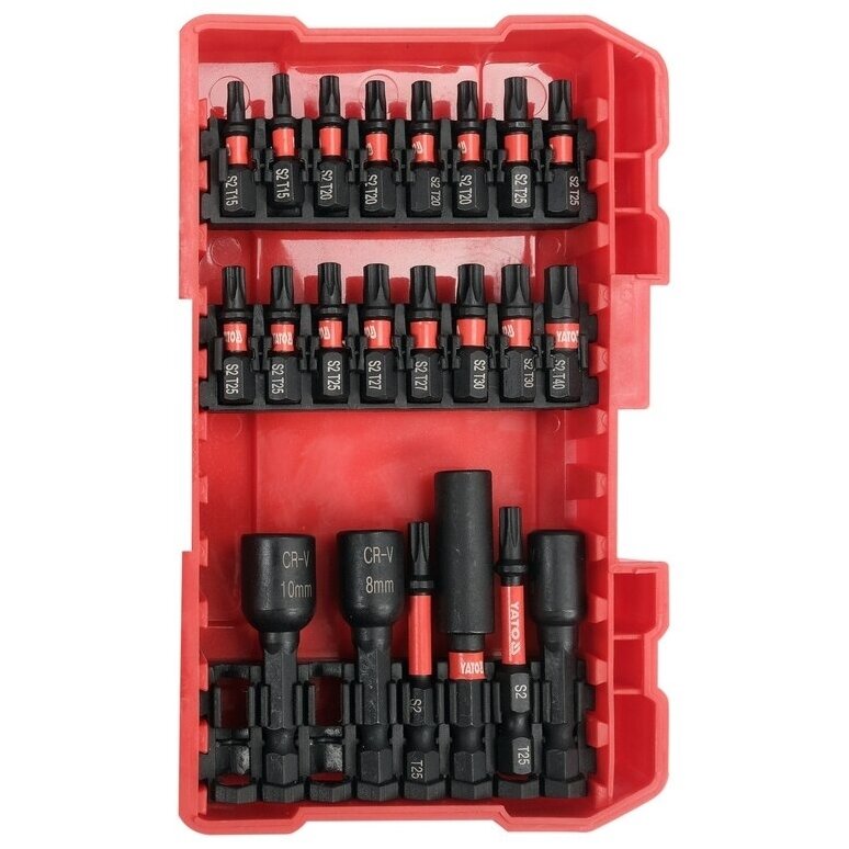 1/4" Smūginių keičiamų antgalių rinkinys (PLOKŠČIAS,PZ,PH,TORX) 54vnt. 1