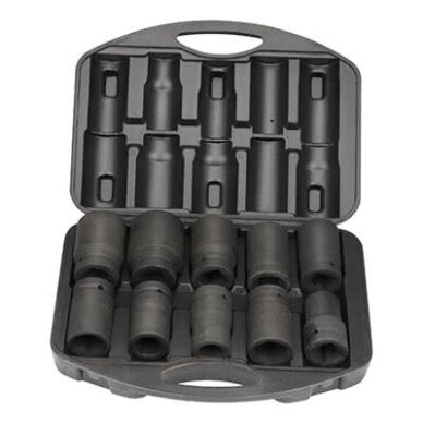1" Smūginių galvučių rinkinys 10vnt. (17-41mm) 1" Smūginių galvučių rinkinys 10vnt. (17-41mm)