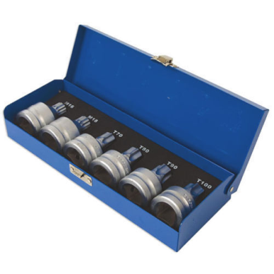3/4'' Galvučių su antgaliais rinkinys (TORX, SPLINE) 6vnt. 3/4'' Galvučių su antgaliais rinkinys (TORX, SPLINE) 6vnt.