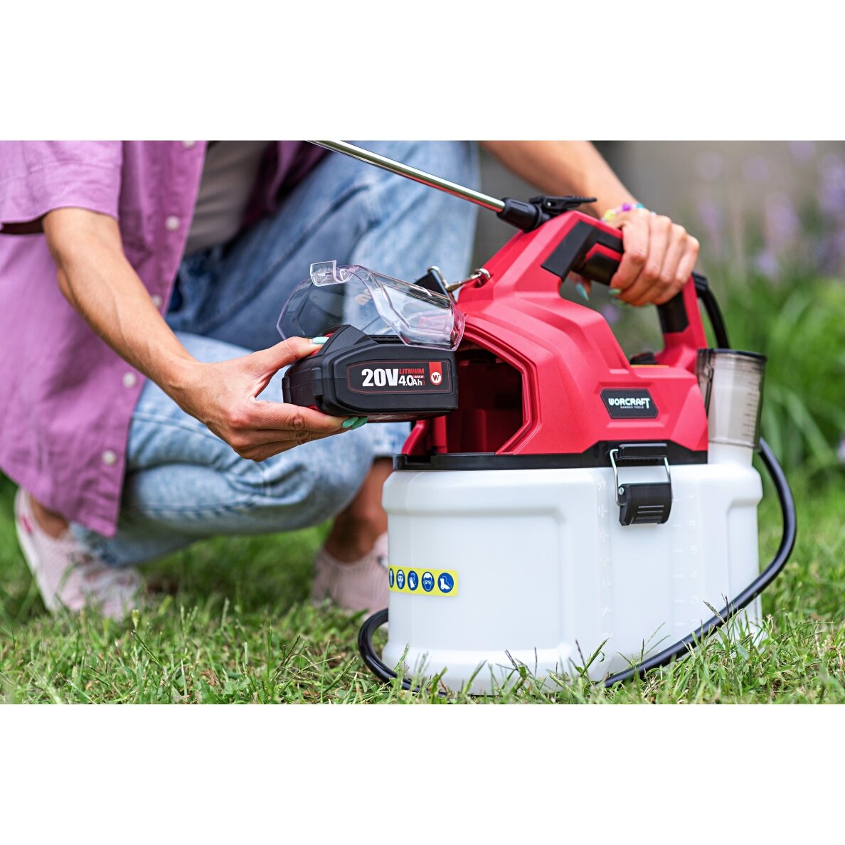 Akum. slėginis purkštuvas WORCRAFT 8l 20V LI-ION (Be akumuliatoriaus ir įkroviklio) 18 Akum. slėginis purkštuvas WORCRAFT 8l 20V LI-ION (Be akumuliatoriaus ir įkroviklio) 18