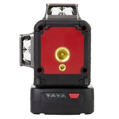 Akumuliatorinis kryžminių linijų nivelyro 3x3D rinkinys (žalias lazeris) 20V 2.0Ah LI-ION (XCUBE dėžė) 4