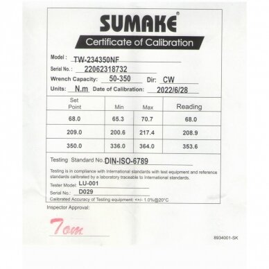 Dinamometrinis raktas 1/2" 50-350Nm SUMAKE 1