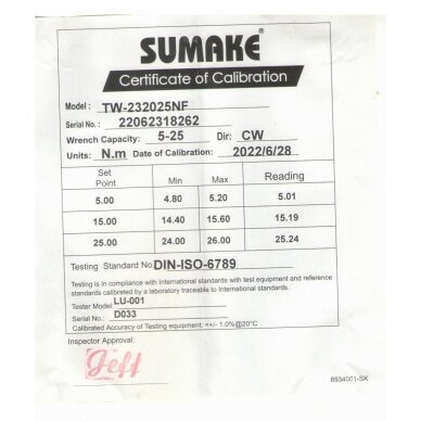 Dinamometrinis raktas 1/4" 5-25Nm SUMAKE 1