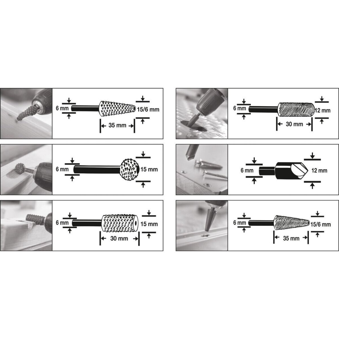 Frezų medžiui ir metalui rinkinys (6vnt) 1 Frezų medžiui ir metalui rinkinys (6vnt) 1