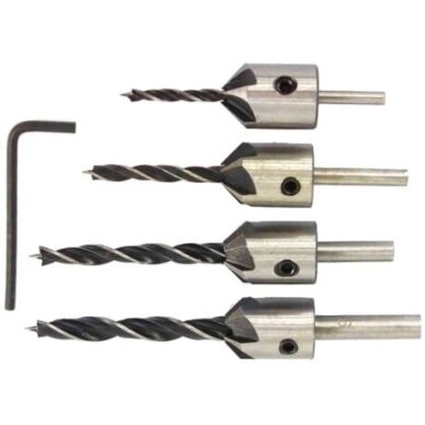 Grąžtų rinkinys medžio įgilinimui (regul.)(4vnt) 3-6mm Grąžtų rinkinys medžio įgilinimui (regul.)(4vnt) 3-6mm
