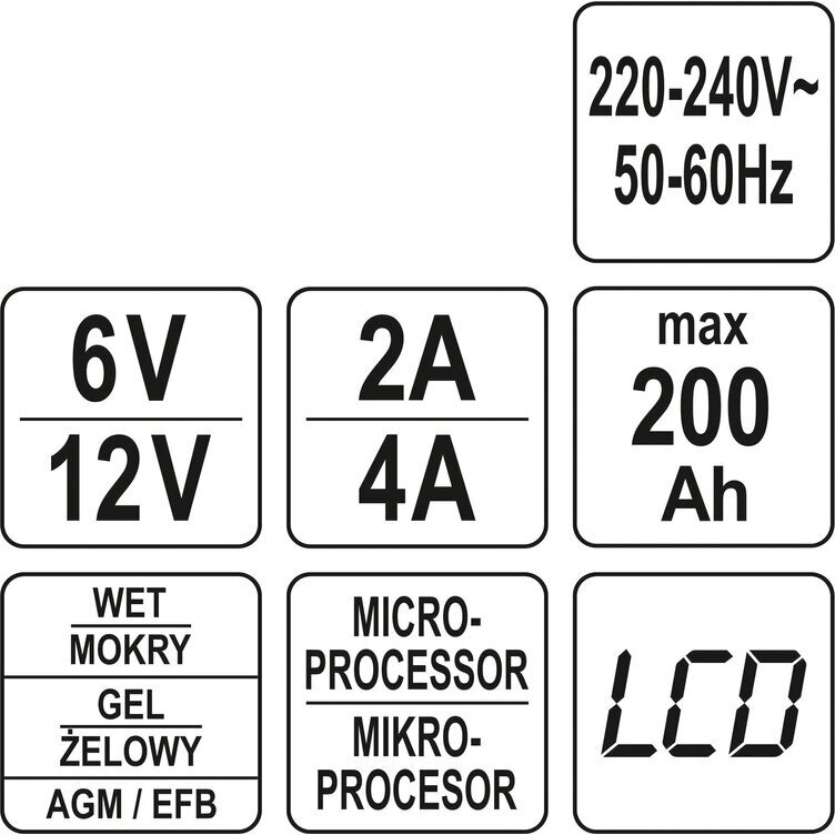 Įkroviklis akumuliatoriui elektroninis 6/12V 2/4A 200Ah 5 Įkroviklis akumuliatoriui elektroninis 6/12V 2/4A 200Ah 5
