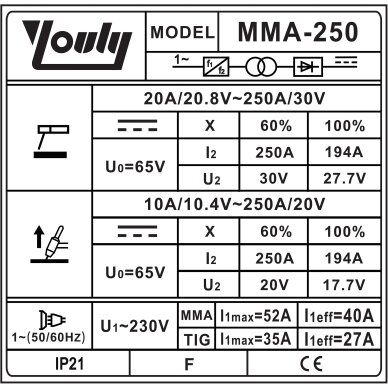 Inverterinis suvirinimo aparatas (IGBT) MMA/TIG 1 Inverterinis suvirinimo aparatas (IGBT) MMA/TIG 1