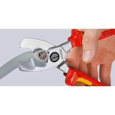 Kabelio kirpimo žirklės elektrikui VDE 200mm KNIPEX 4 Kabelio kirpimo žirklės elektrikui VDE 200mm KNIPEX 4