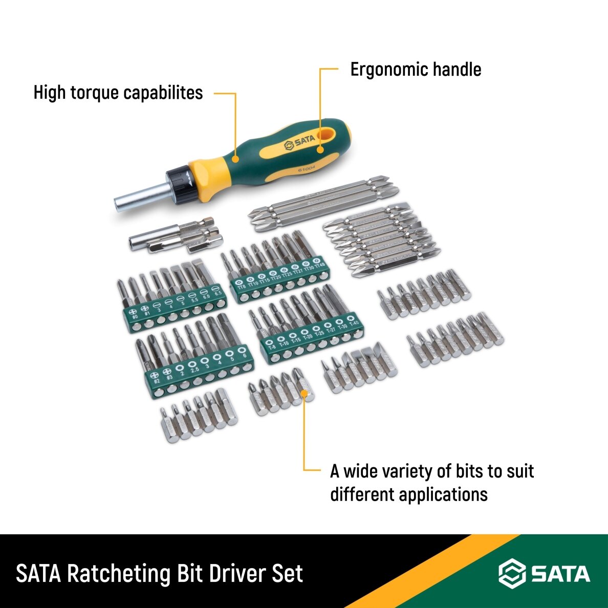 Keičiamų antgalių rinkinys (IMBUS, TORX, SPLINE) 80vnt. 2