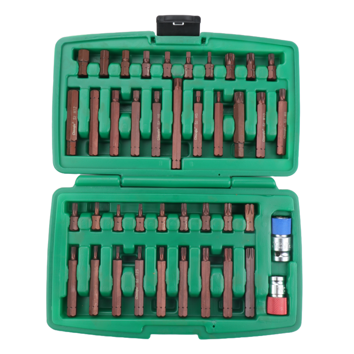 Keičiamų antgalių rinkinys (IMBUS, TORX,SPLINE) 41vnt. S2 Keičiamų antgalių rinkinys (IMBUS, TORX,SPLINE) 41vnt. S2