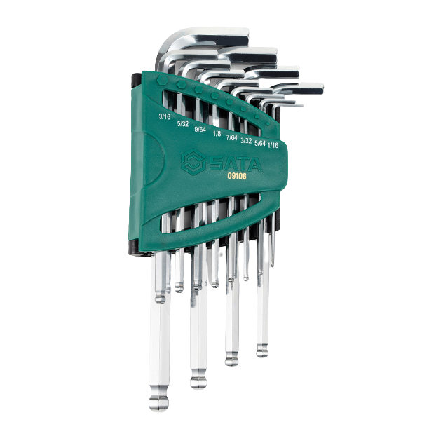L-tipo šešiakampių vidut., apvalia galvute raktų rink. 12vnt. (1/16"-3/8") (Colinė sistema) L-tipo šešiakampių vidut., apvalia galvute raktų rink. 12vnt. (1/16"-3/8") (Colinė sistema)