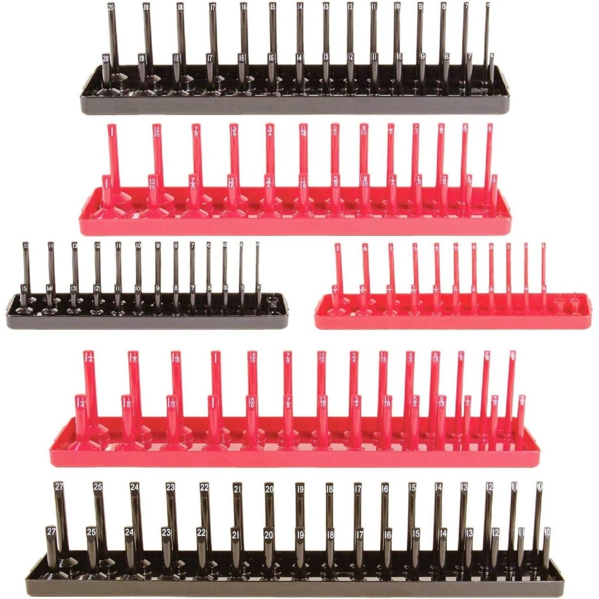 Laikiklių galvutėms rinkinys 6vnt (1/2'+3/8'+1/4') SAE ir Metrinė sistema Laikiklių galvutėms rinkinys 6vnt (1/2'+3/8'+1/4') SAE ir Metrinė sistema