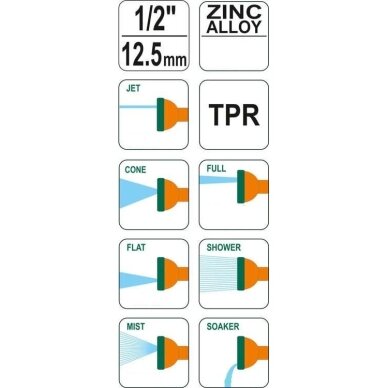 Laistymo purkštuvas 1/2" (7 padėčių) 1 Laistymo purkštuvas 1/2" (7 padėčių) 1