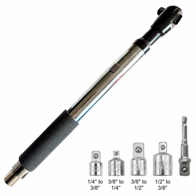 Ofsetinis prailginamasis veržliaraktis 3/8" su adapteriais Ofsetinis prailginamasis veržliaraktis 3/8" su adapteriais