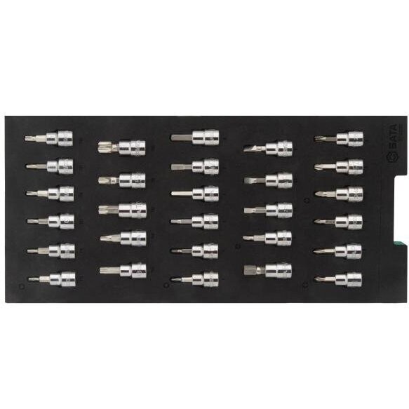 Padėklas. Galvučių su antgaliais rinkinys 3/8" (pl./PH/PZ/HEX/torx) 28vnt. 2 Padėklas. Galvučių su antgaliais rinkinys 3/8" (pl./PH/PZ/HEX/torx) 28vnt. 2
