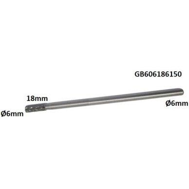 Prailginta freza kietmetalio B cilindro formos Ø6 x 18mm Prailginta freza kietmetalio B cilindro formos Ø6 x 18mm