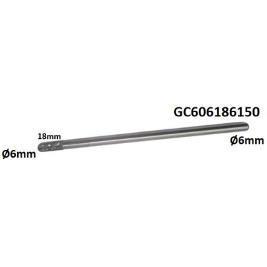 Prailginta freza kietmetalio C cilindro formos užapvalinta Ø6 x 18mm Prailginta freza kietmetalio C cilindro formos užapvalinta Ø6 x 18mm