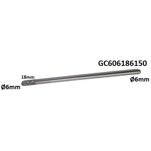 Prailginta freza kietmetalio C cilindro formos užapvalinta Ø6 x 18mm Prailginta freza kietmetalio C cilindro formos užapvalinta Ø6 x 18mm