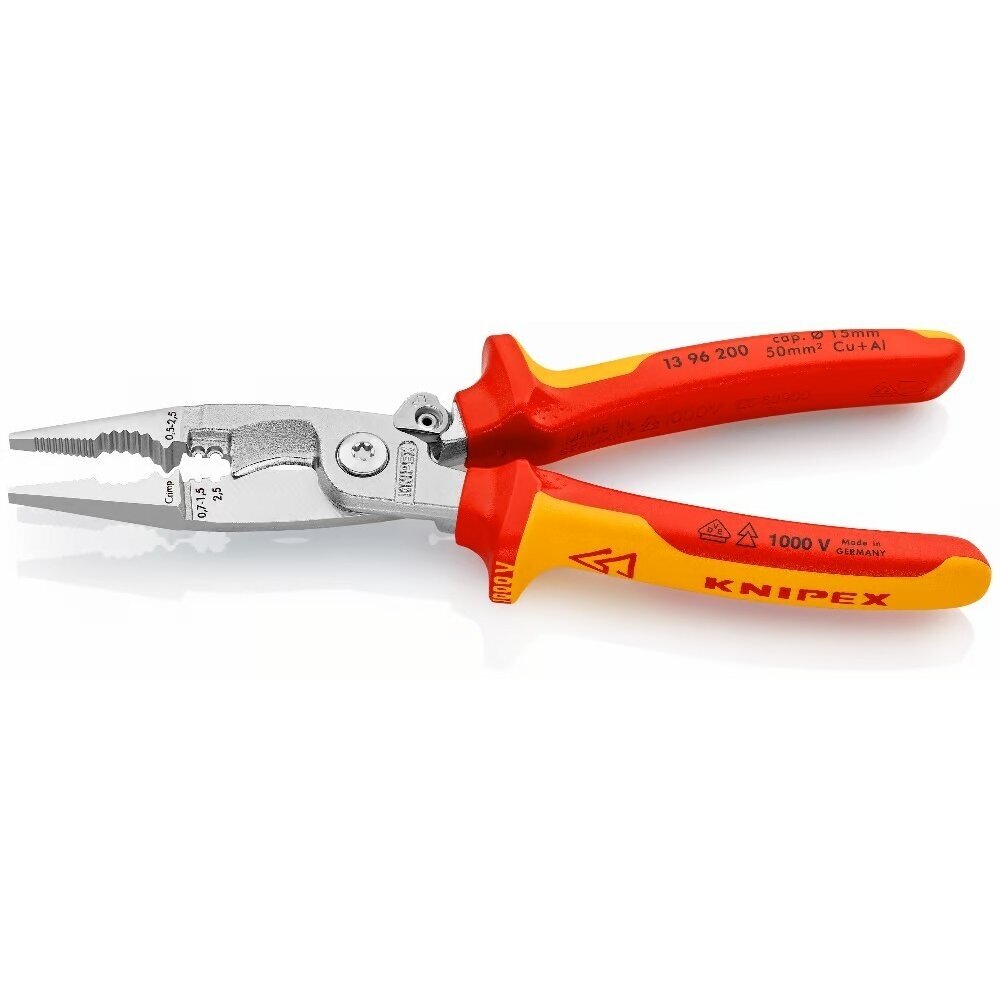 Replės elektros instaliacijos darbams VDE 200mm KNIPEX 1 Replės elektros instaliacijos darbams VDE 200mm KNIPEX 1