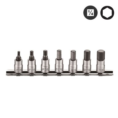 Šešiakampis-galvutė Hex 1/4" rinkinys 7 dalių