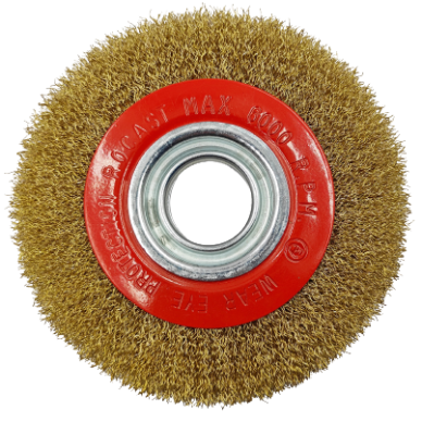 Šepetys vielinis disko tipo, plokščias, garbanotas, 250x32mm Šepetys vielinis disko tipo, plokščias, garbanotas, 250x32mm