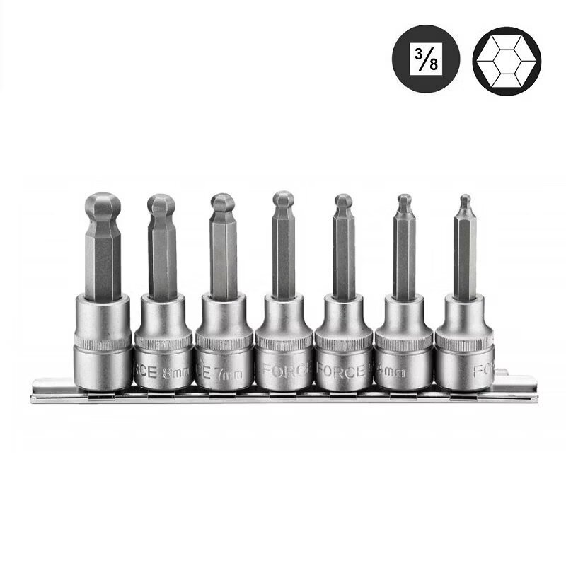 Šešiakampis-galvutė Hex Ball 3/8" rinkinys 7 dalių