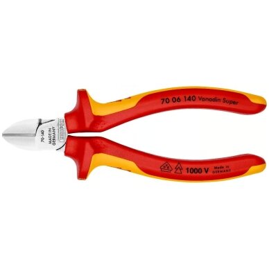 Šoninio kirpimo replės elektrikui 140mm (1000V) KNIPEX Šoninio kirpimo replės elektrikui 140mm (1000V) KNIPEX