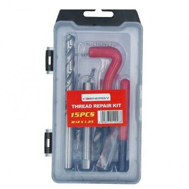 Sriegio remonto M12x1.25 rinkinys 15 dalių Sriegio remonto M12x1.25 rinkinys 15 dalių
