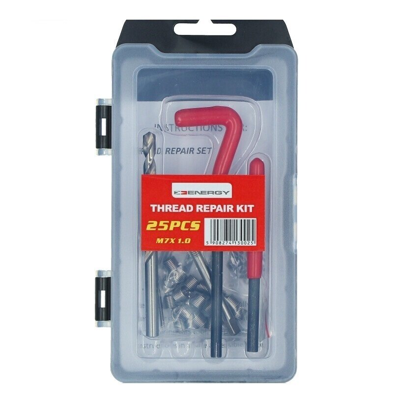 Sriegio remonto M7x1.0 rinkinys 25 dalių Sriegio remonto M7x1.0 rinkinys 25 dalių