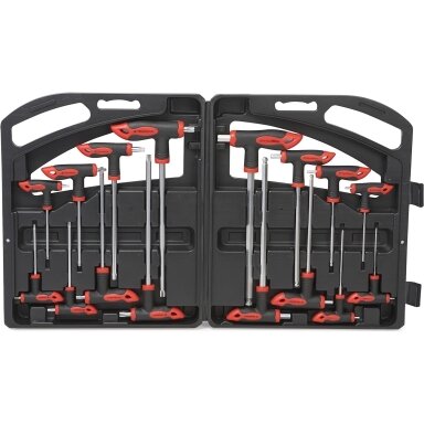 T-tipo šešiakampių raktų rinkinys TORX ir HEX (apvalia galvute) 16vnt. T-tipo šešiakampių raktų rinkinys TORX ir HEX (apvalia galvute) 16vnt.